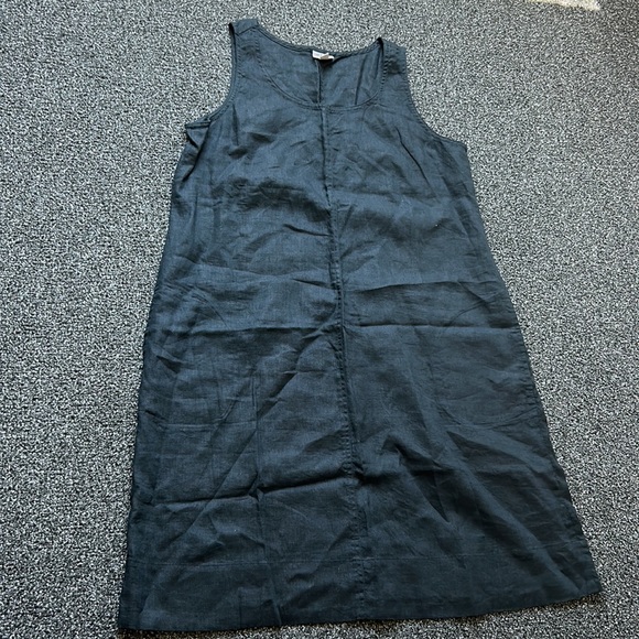 J Jill Dress Womens Medium Black 100 Linen Pocket Pullover Wide Strap Lagenlook - Picture 3 of 15